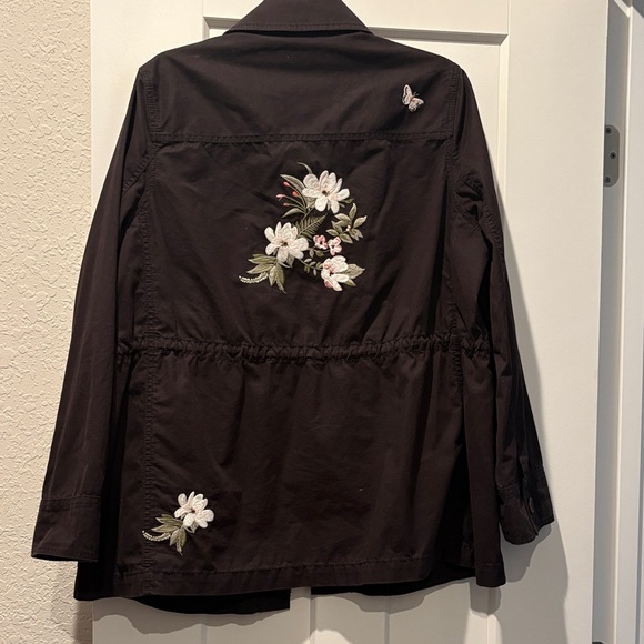 Kate Spade Black Utility Jacket with Floral Embroidery - Picture 3 of 3